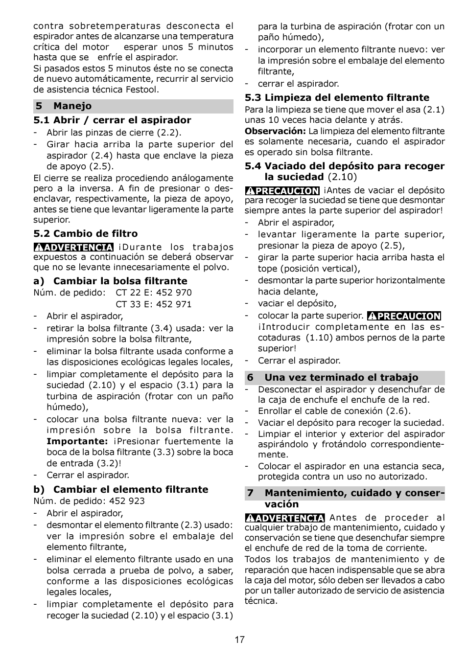 Festool CT 33 E User Manual | Page 17 / 18