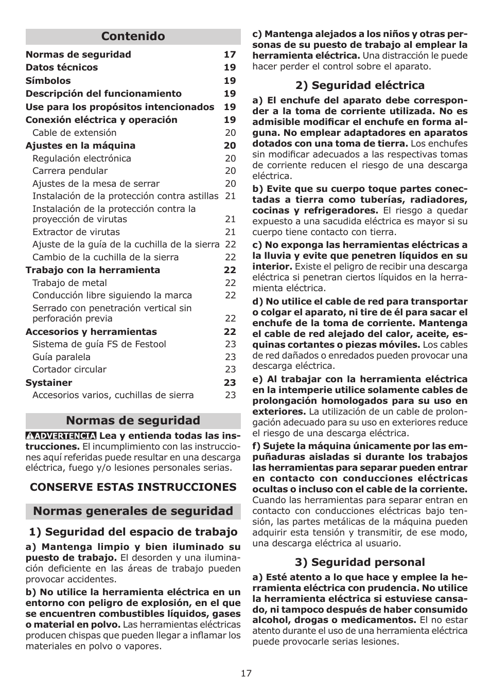 Festool Trion PS 300 EQ User Manual | Page 17 / 24