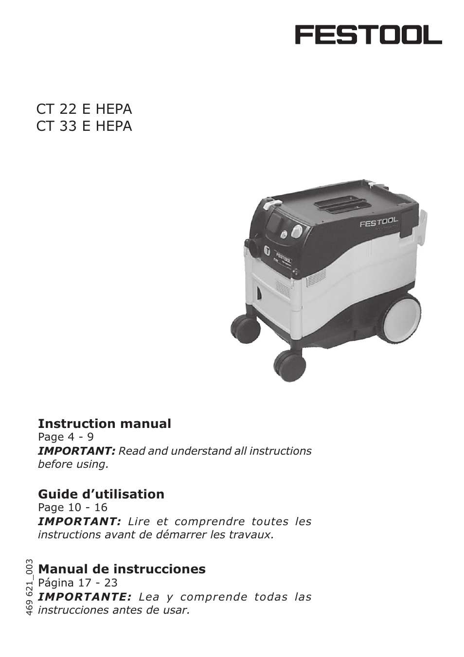 Festool CT 33 E HEPA User Manual | 26 pages