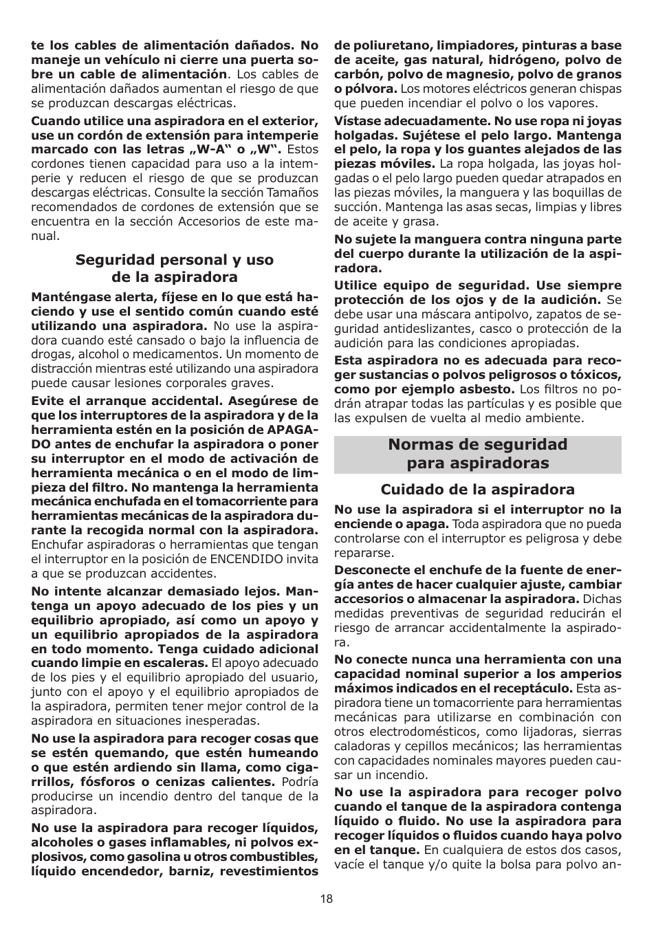 Normas de seguridad para aspiradoras | Festool CT 33 E HEPA User Manual | Page 18 / 26