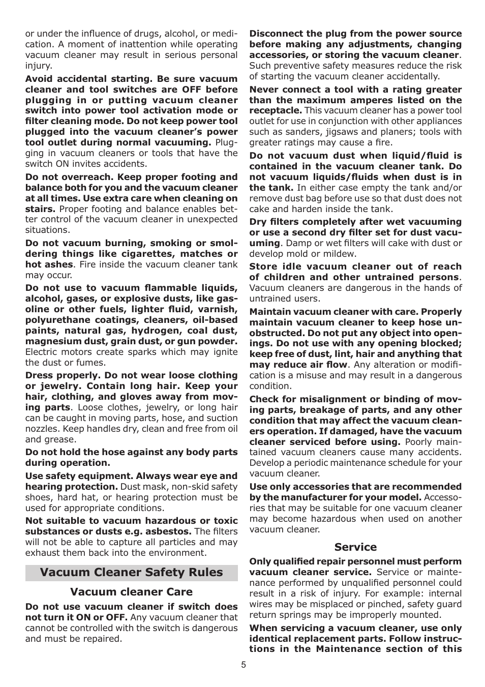 Vacuum cleaner safety rules | Festool CT 33 E HEPA User Manual | Page 5 / 26