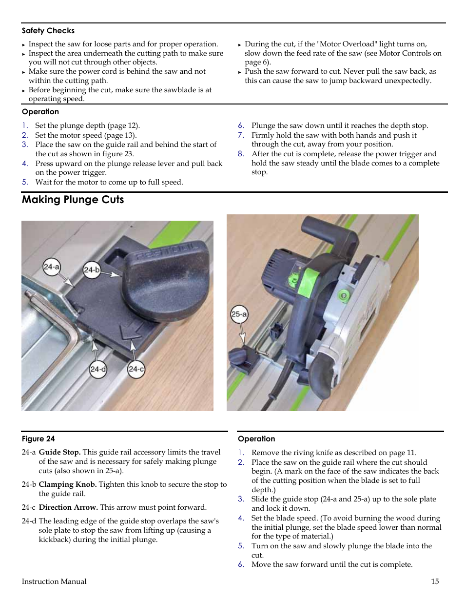Making plunge cuts | Festool ATF 55E User Manual | Page 15 / 21