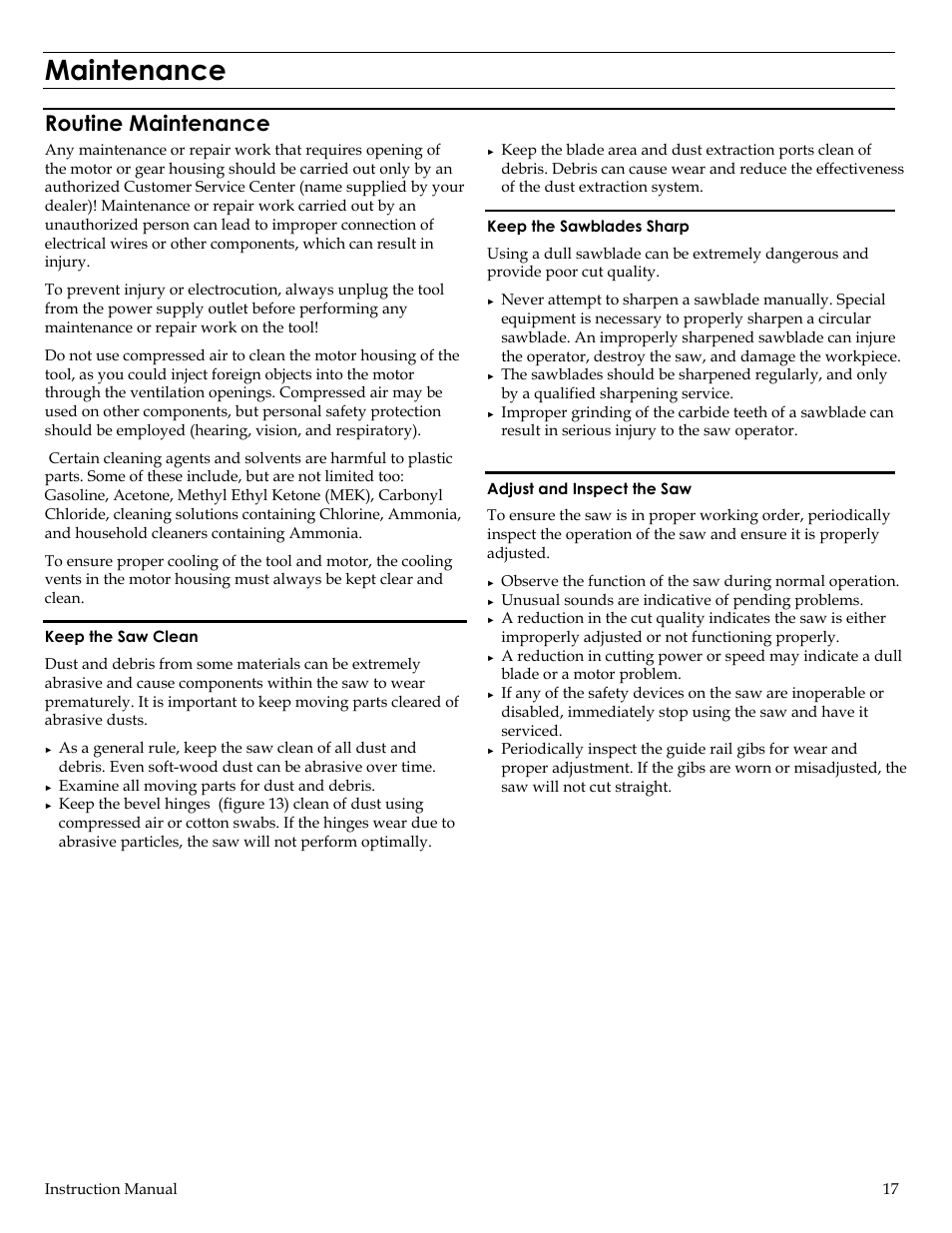 Maintenance, Routine maintenance | Festool ATF 55E User Manual | Page 17 / 21