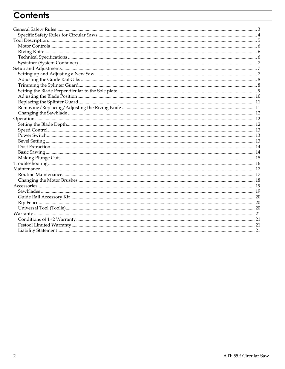 Festool ATF 55E User Manual | Page 2 / 21