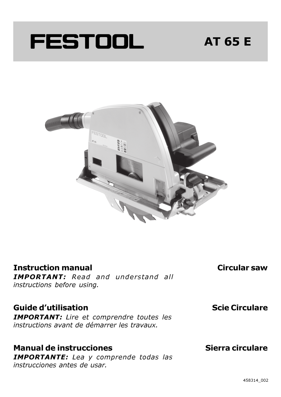 Festool AT 65 E User Manual | 24 pages