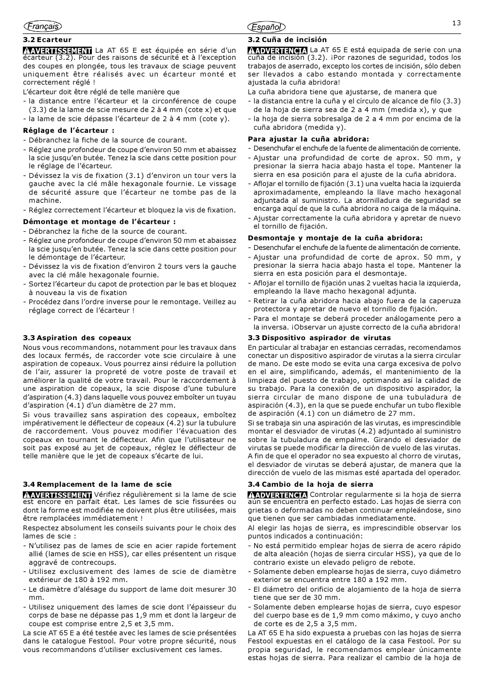 Festool AT 65 E User Manual | Page 13 / 24