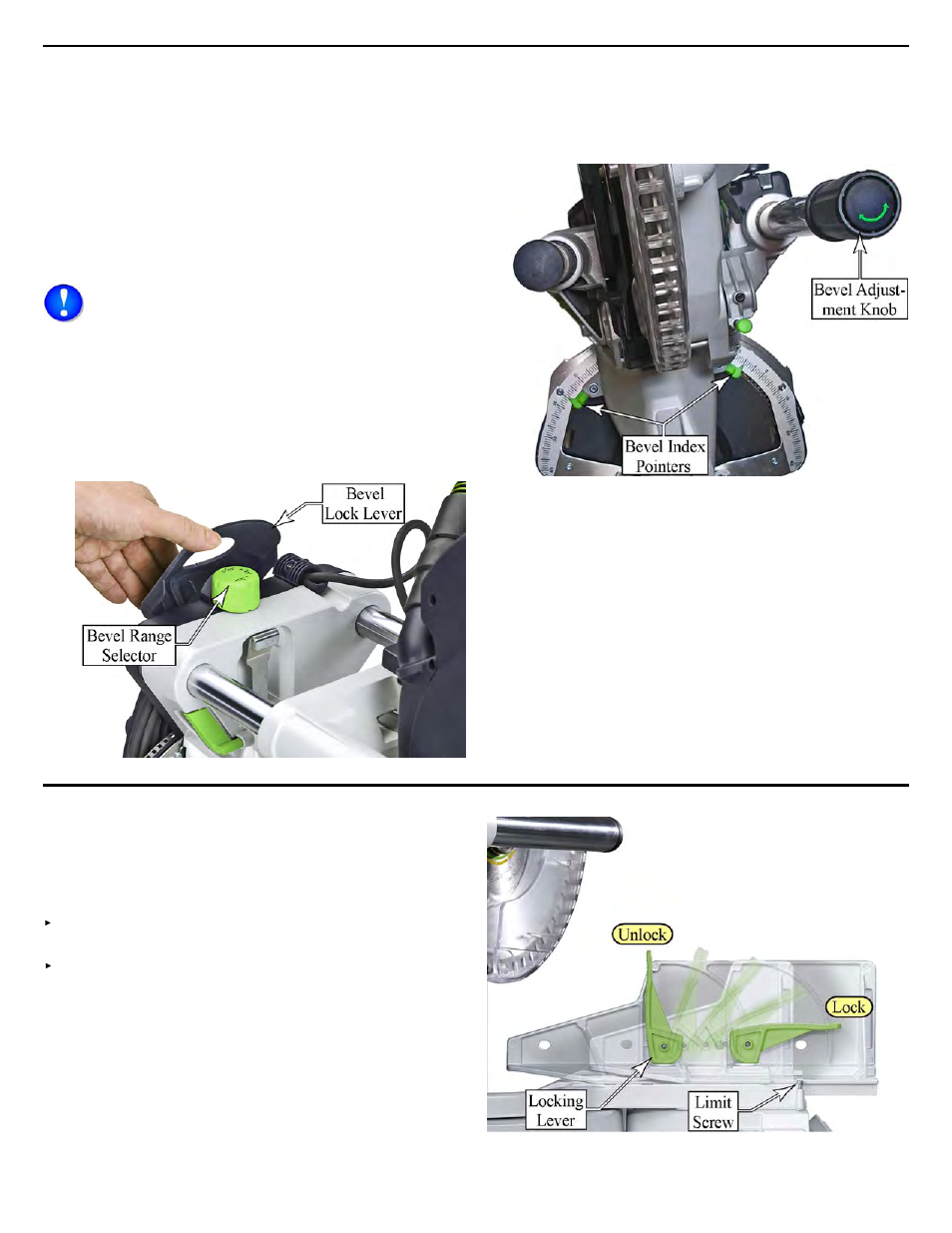 Setting the bevel angle, Using the auxiliary fence | Festool Kapex KS 120 User Manual | Page 13 / 32