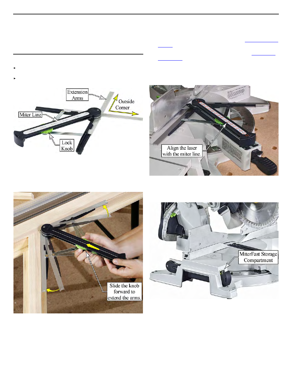 Using the miterfast tool, Using the, Miterfast tool | Descri | Festool Kapex KS 120 User Manual | Page 15 / 32