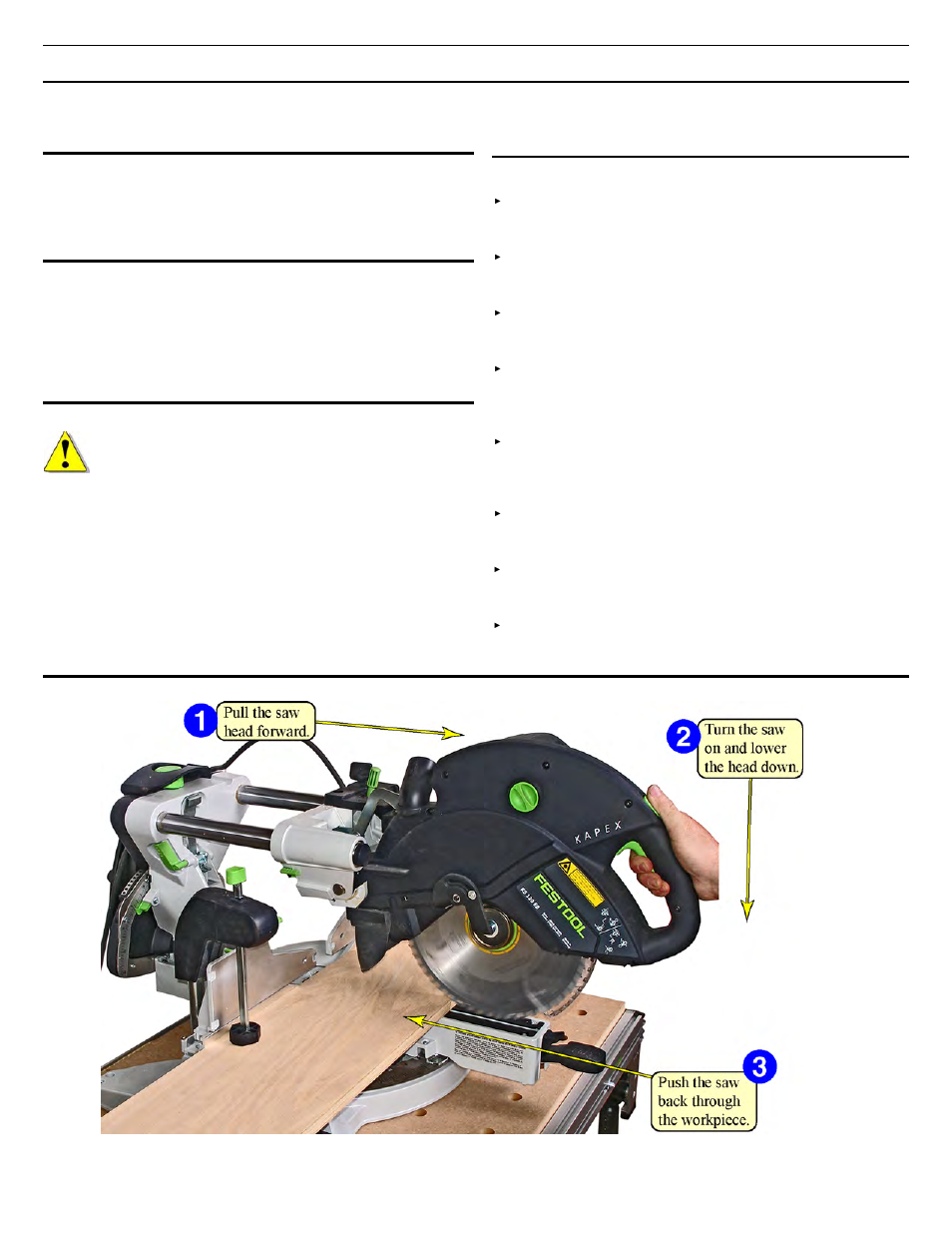 Cutting techniques, Diagram of push-cut method | Festool Kapex KS 120 User Manual | Page 17 / 32