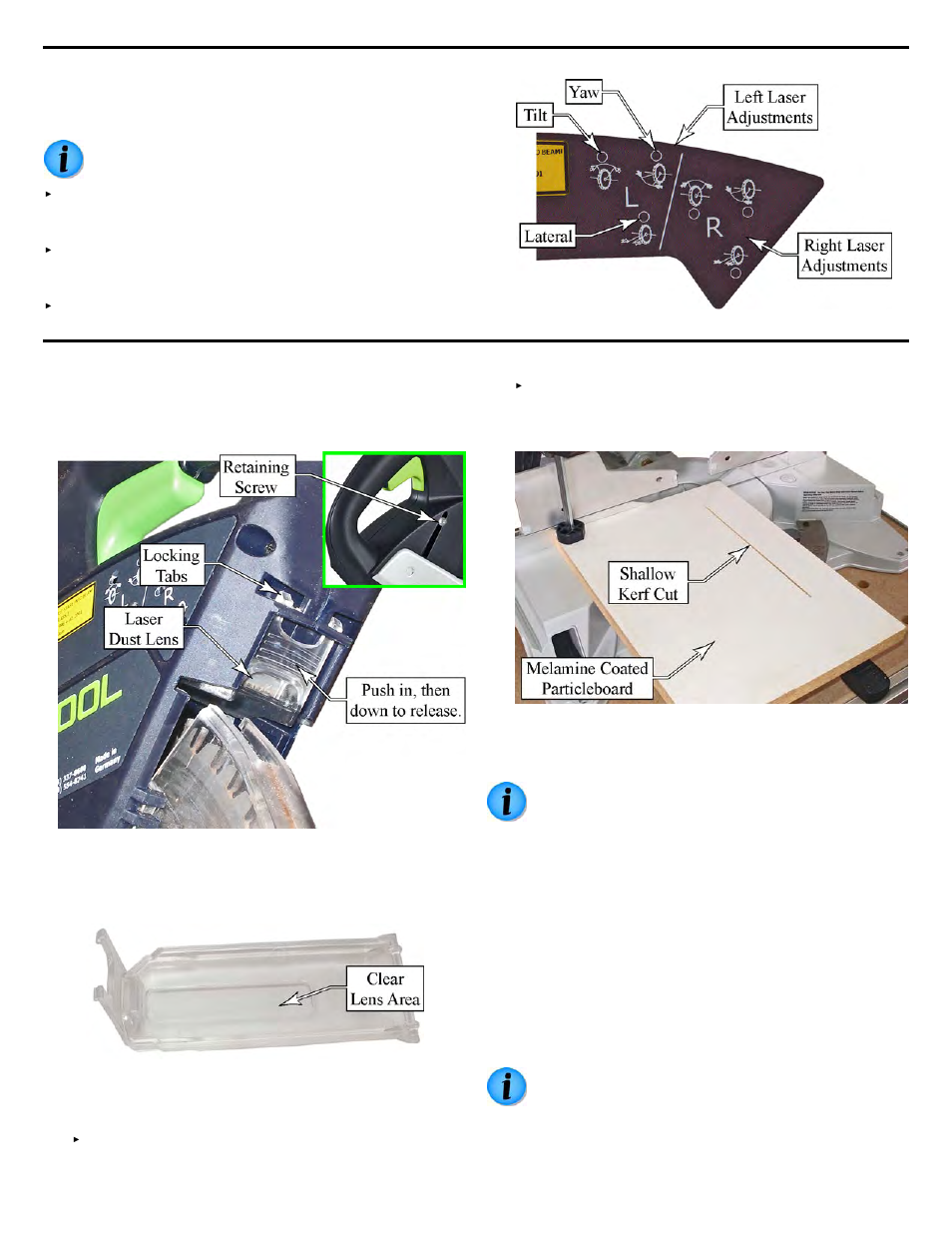 Calibrating the lasers | Festool Kapex KS 120 User Manual | Page 28 / 32