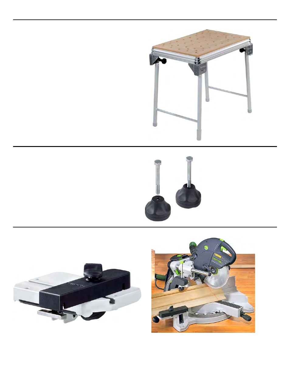 Mft/3-kapex table, Bolt down (clamping) kit, Crown stop | Festool Kapex KS 120 User Manual | Page 31 / 32