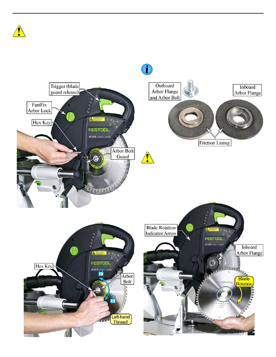 Changing sawblades | Festool Kapex KS 120 User Manual | Page 9 / 32
