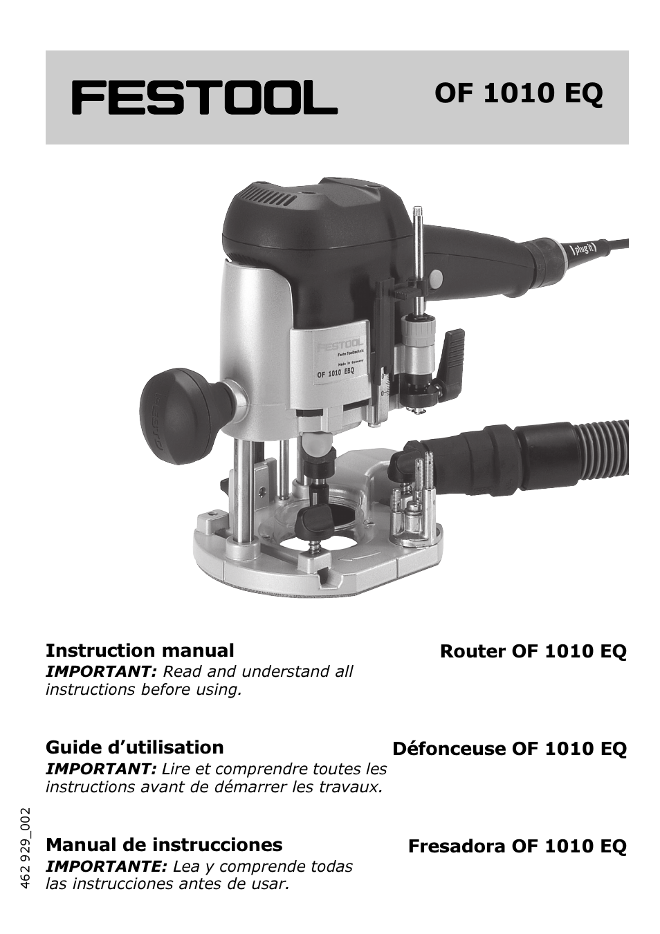 Festool 1010 EQ User Manual | 20 pages