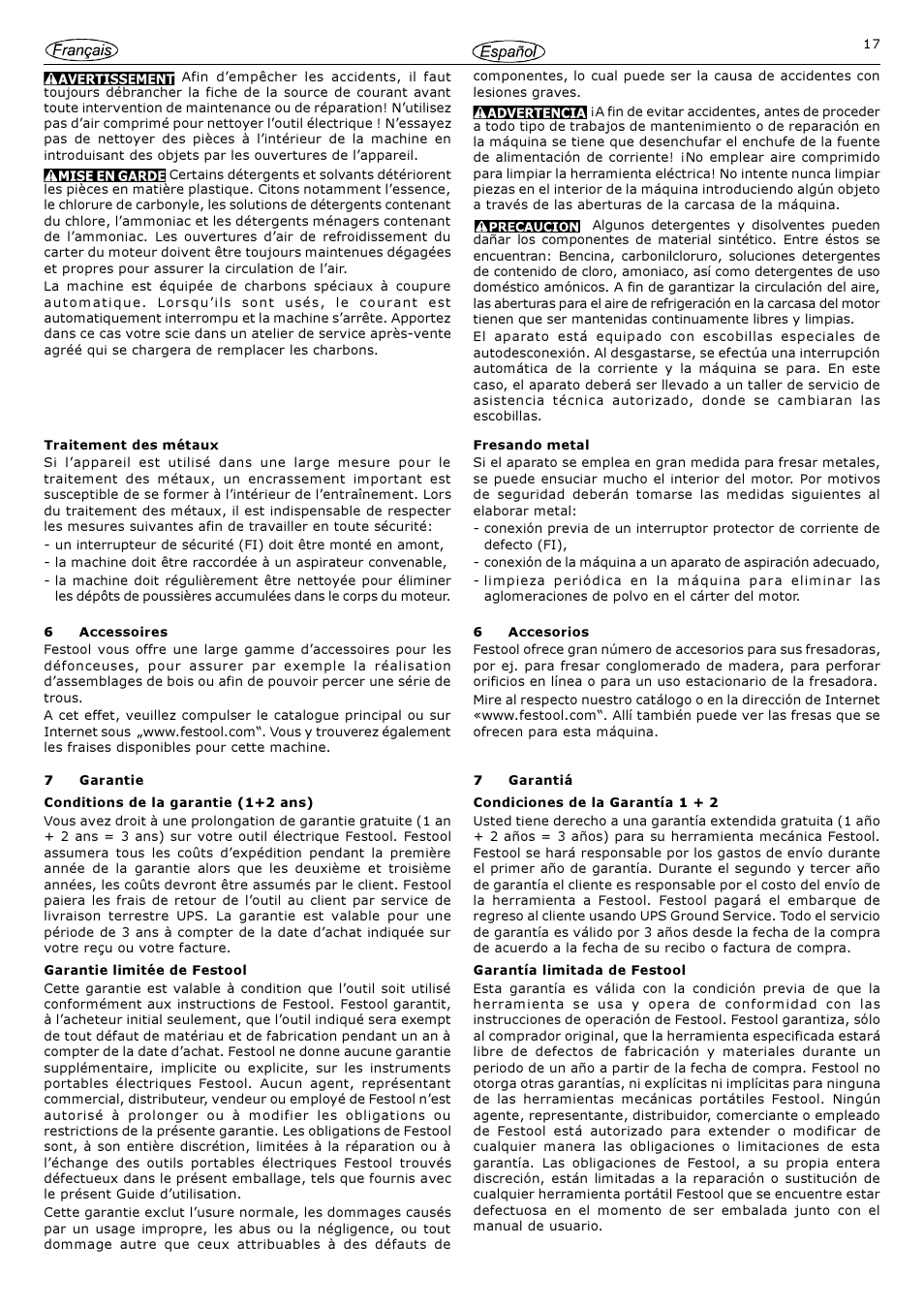 Festool 1010 EQ User Manual | Page 17 / 20