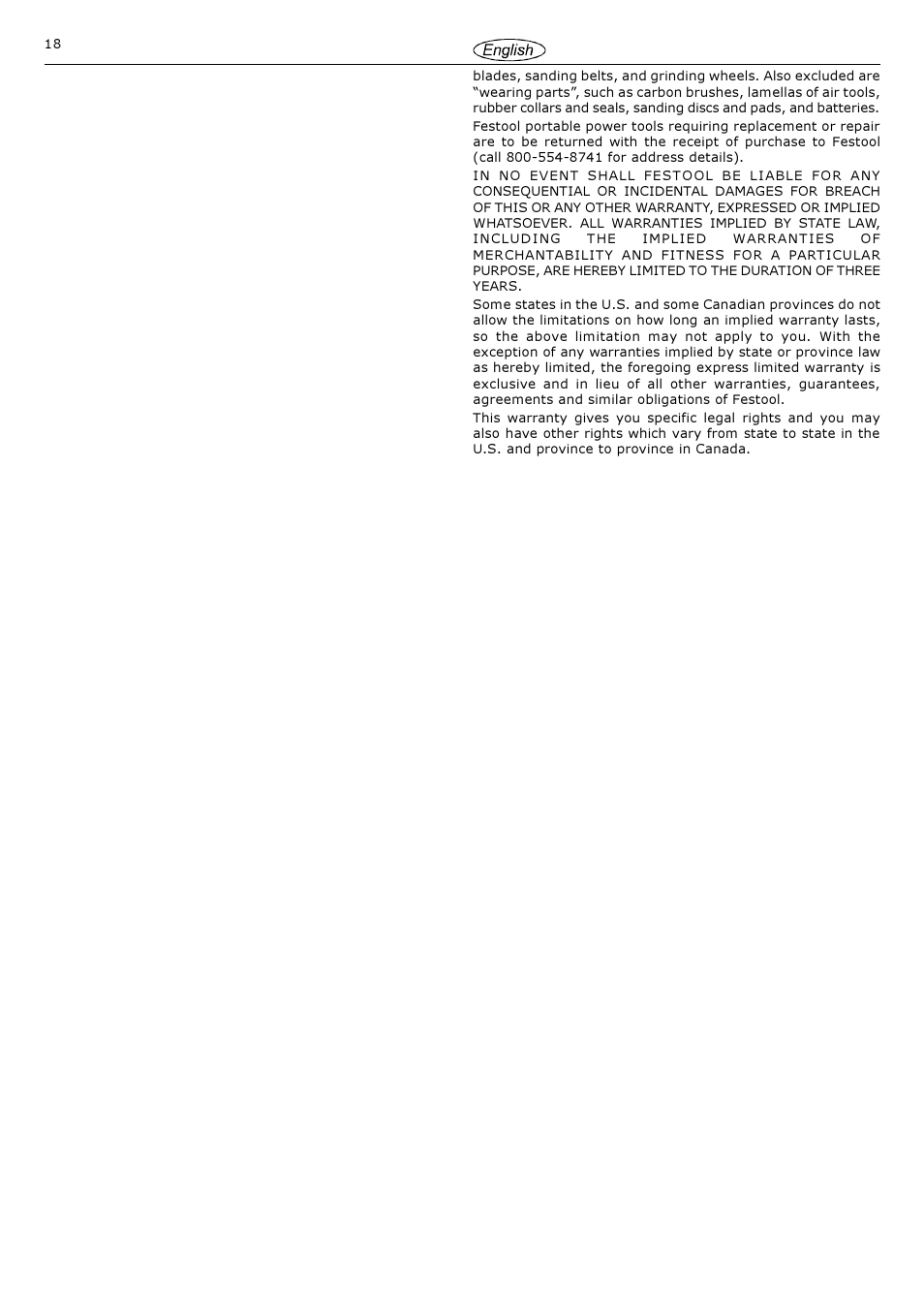 Festool 1010 EQ User Manual | Page 18 / 20