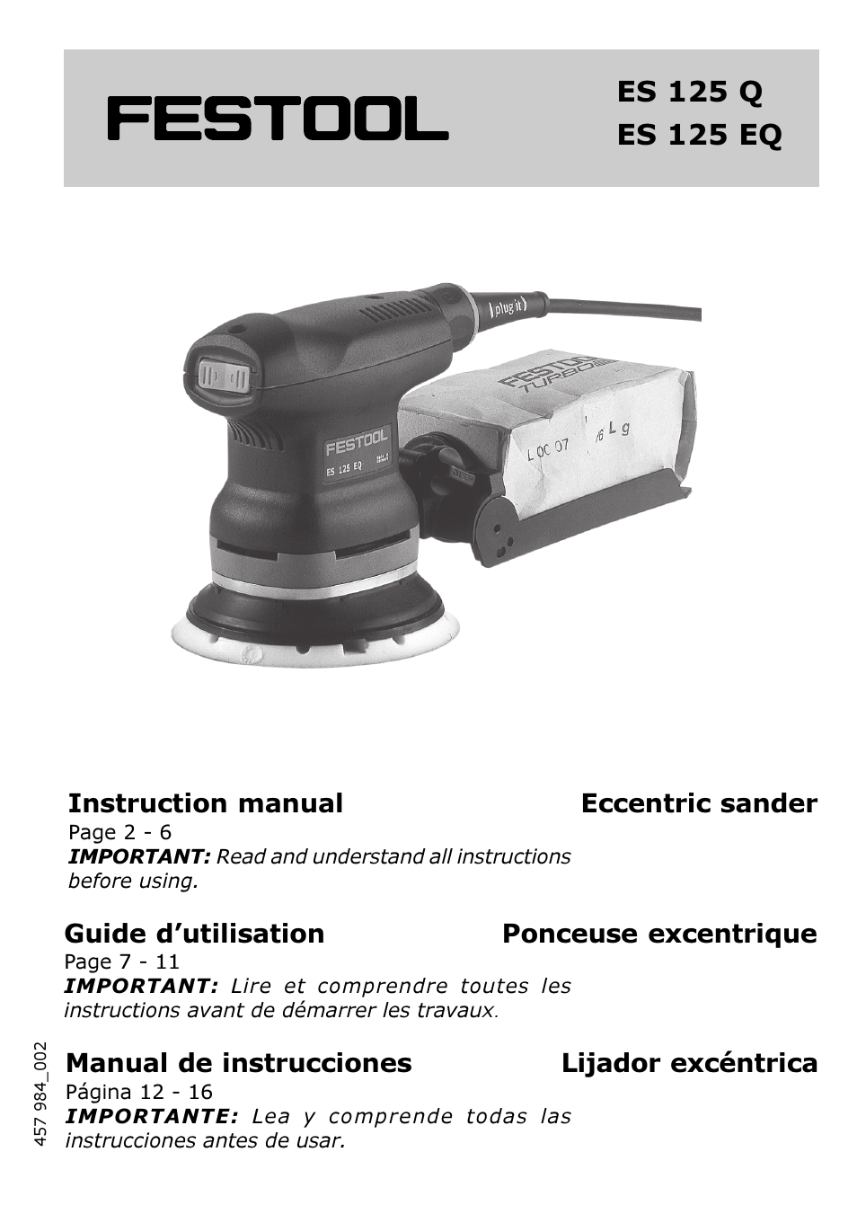 Festool ES 125 EQ User Manual | 16 pages