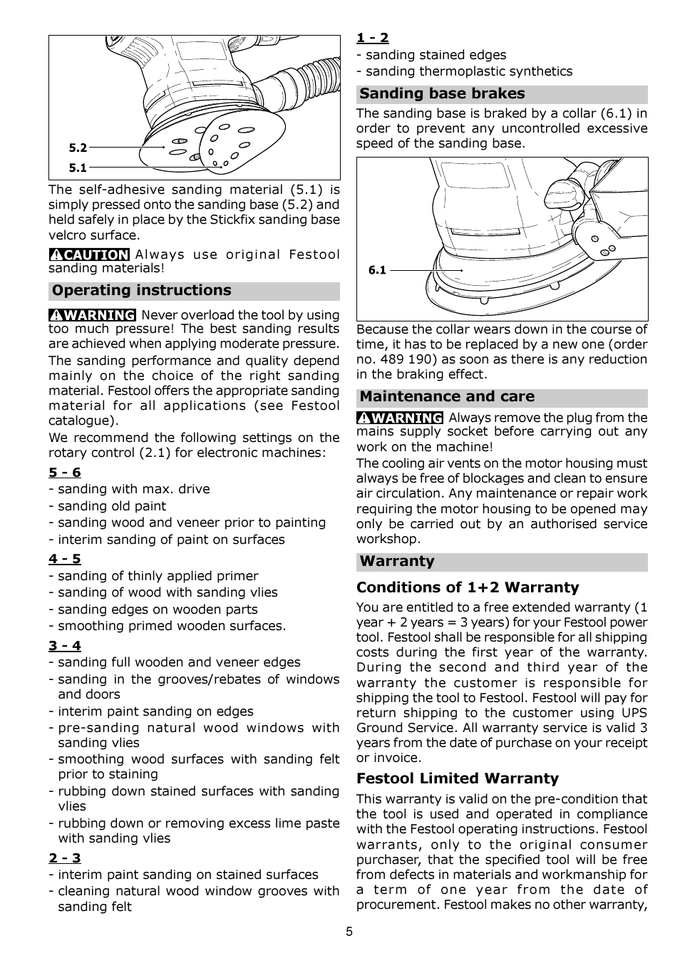 Festool ES 125 EQ User Manual | Page 5 / 16