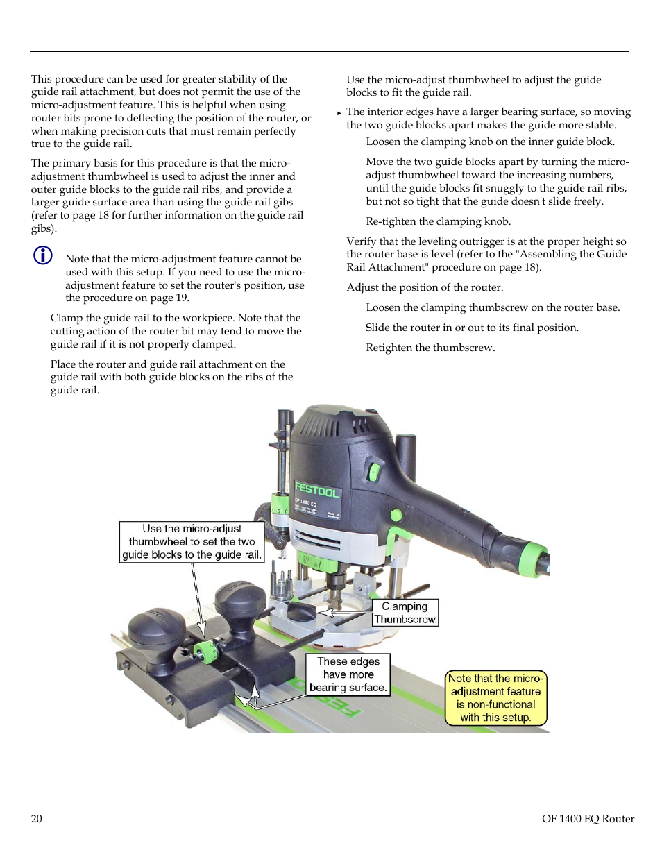 Alternative method for using the guide rail, Attachment | Festool Plunge Router I User Manual | Page 20 / 27