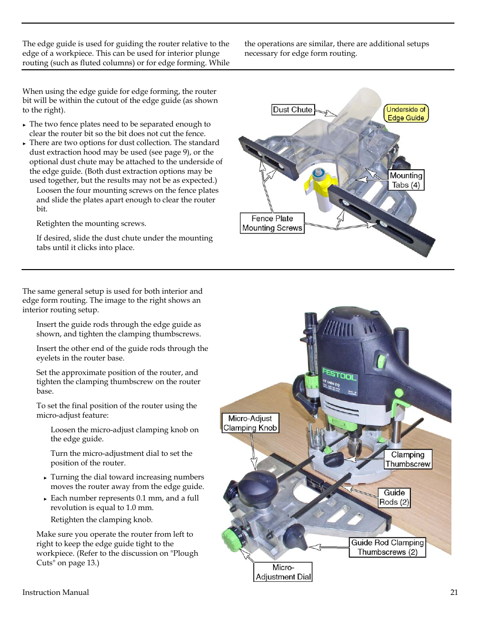 Edge guide | Festool Plunge Router I User Manual | Page 21 / 27