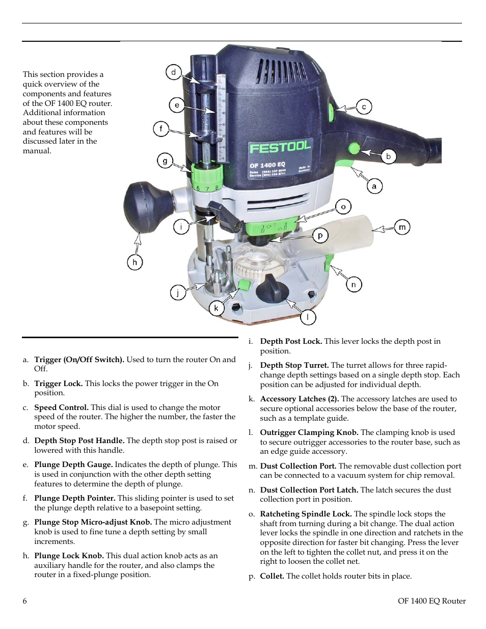Tool description | Festool Plunge Router I User Manual | Page 6 / 27