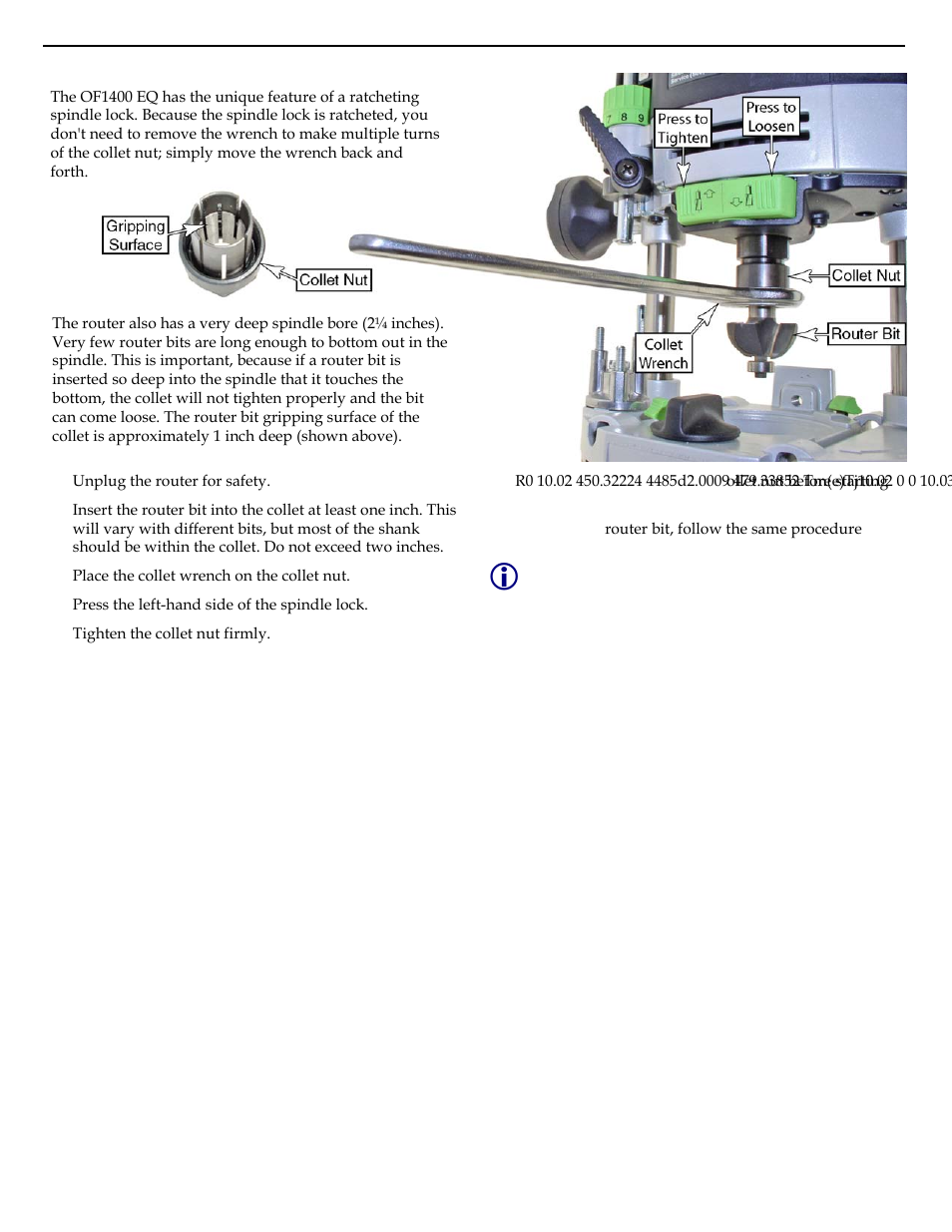 Changing router bits, Changing collets | Festool Plunge Router I User Manual | Page 8 / 27