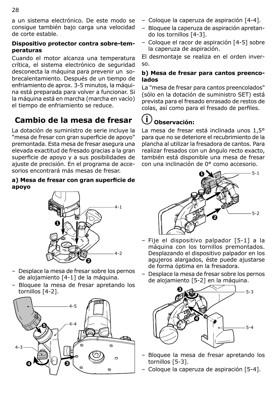 Cambio de la mesa de fresar | Festool MFK 700 User Manual | Page 28 / 38