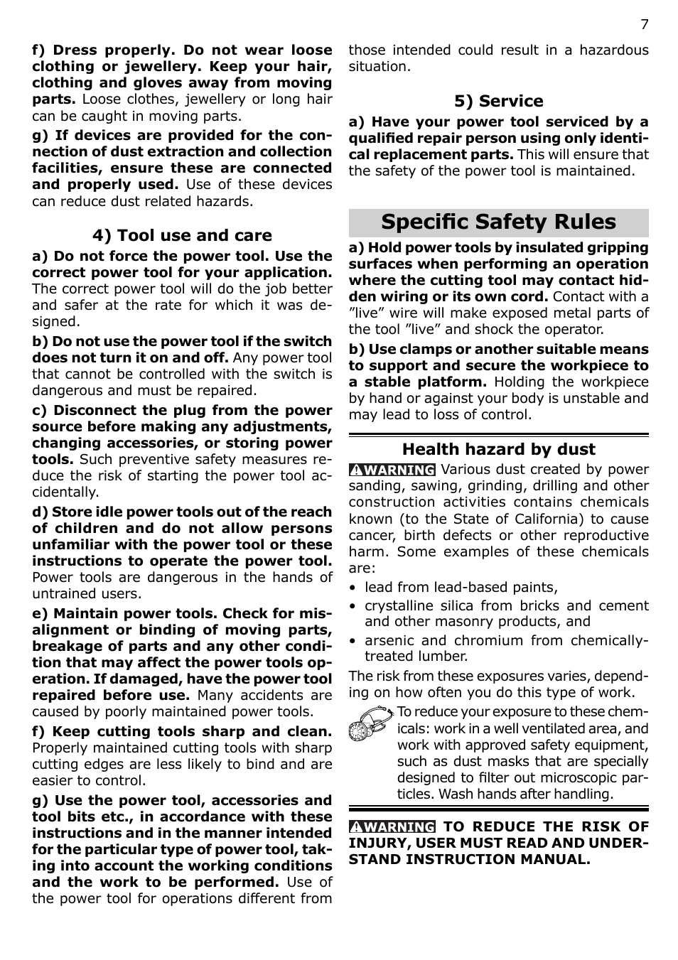Specifi c safety rules | Festool MFK 700 User Manual | Page 7 / 38