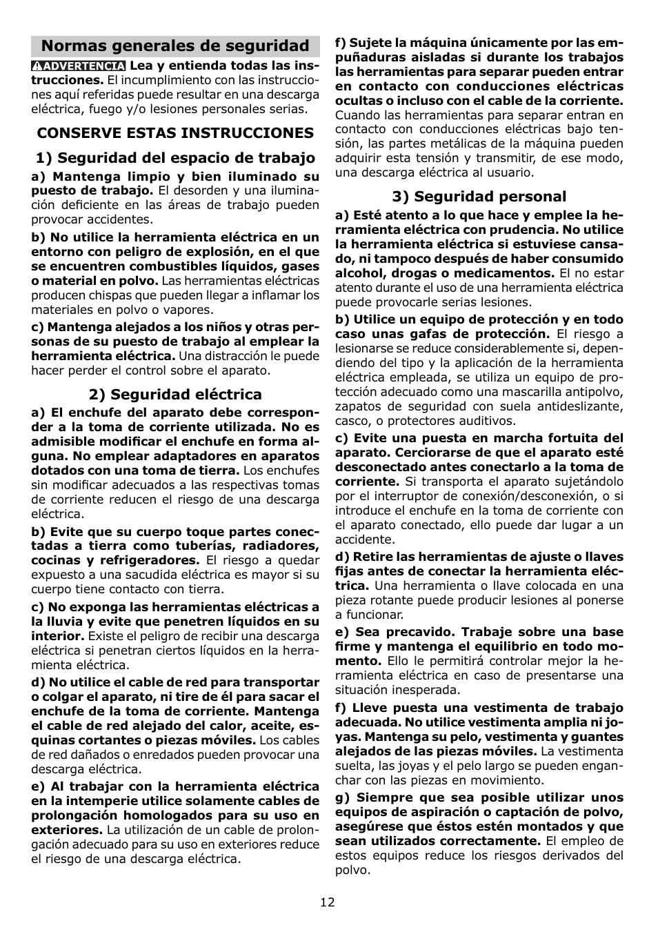 Normas generales de seguridad | Festool DTS 400 Q User Manual | Page 12 / 16