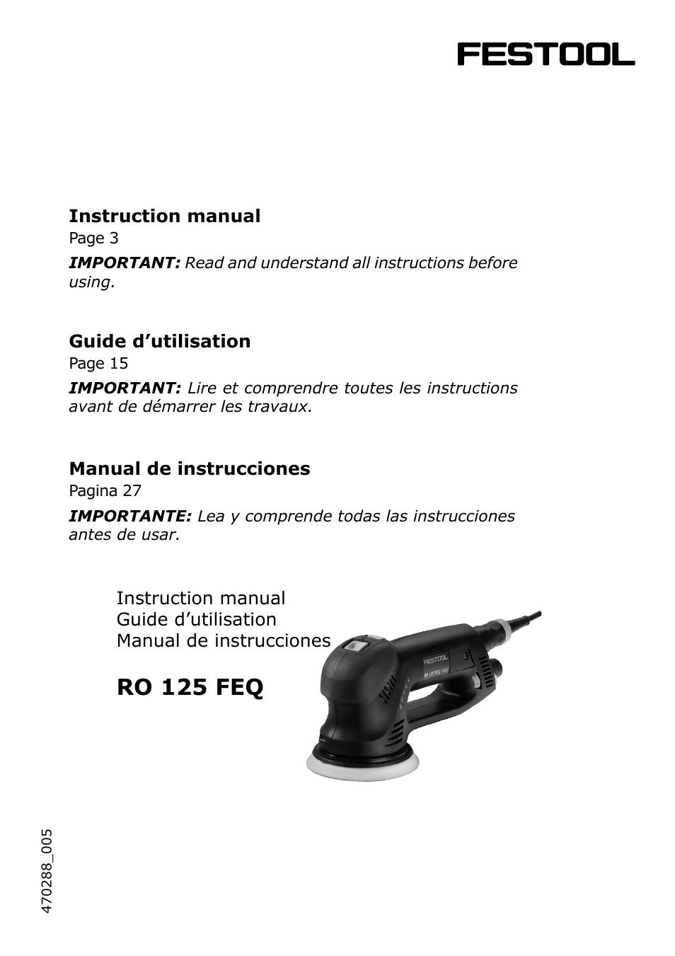 Festool RO 125 FEQ User Manual | 40 pages