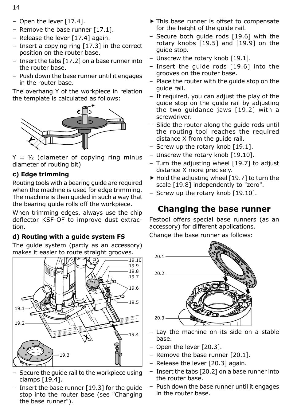 Changing the base runner | Festool OF 2200 EB User Manual | Page 14 / 46