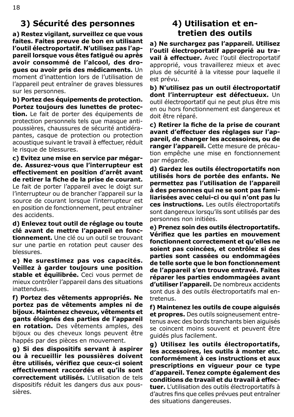 3) sécurité des personnes, 4) utilisation et en- tretien des outils | Festool OF 2200 EB User Manual | Page 18 / 46