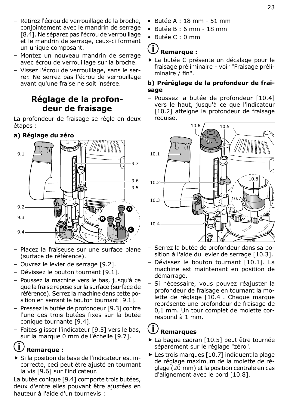 Réglage de la profon- deur de fraisage | Festool OF 2200 EB User Manual | Page 23 / 46