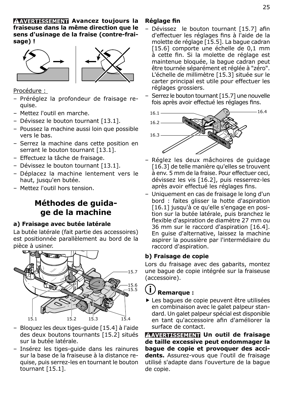 Méthodes de guida- ge de la machine | Festool OF 2200 EB User Manual | Page 25 / 46