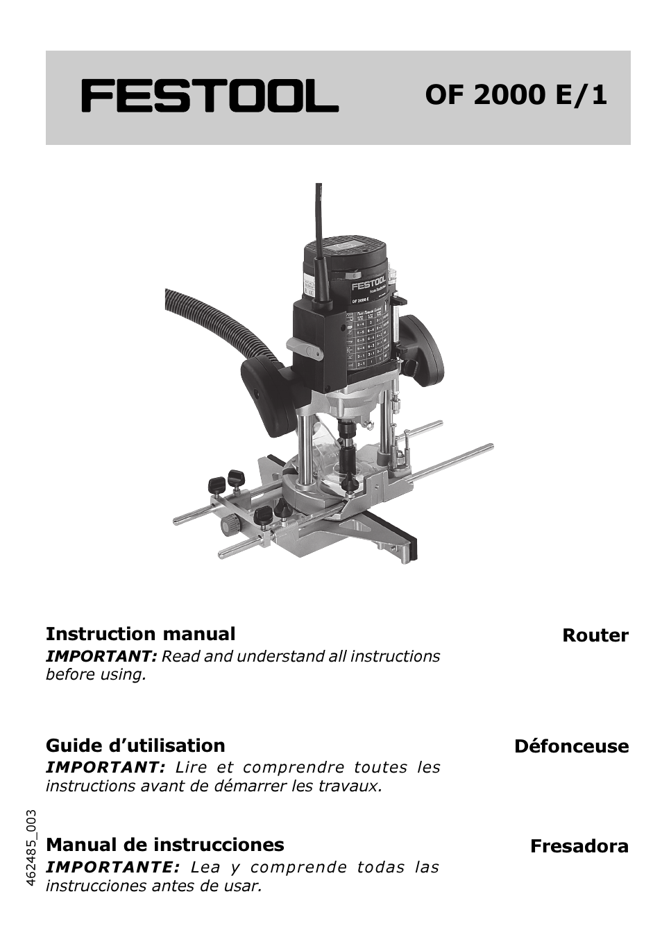 Festool OF 2000 E User Manual | 17 pages