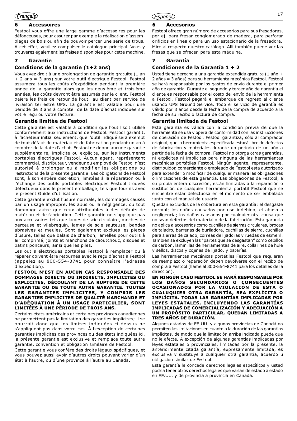 Festool OF 2000 E User Manual | Page 17 / 17