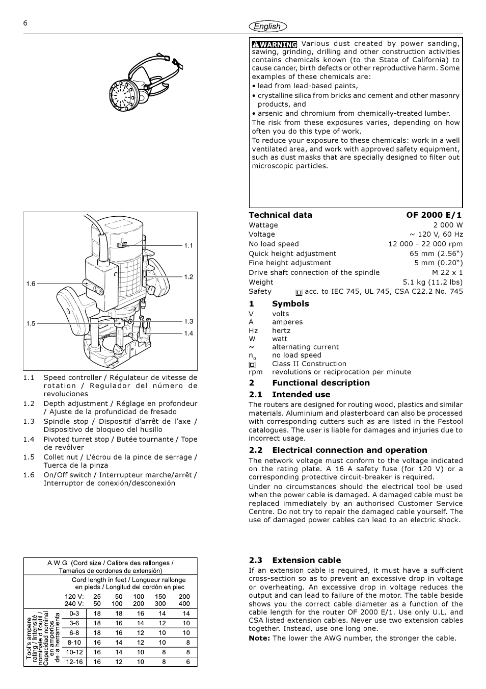 Festool OF 2000 E User Manual | Page 6 / 17