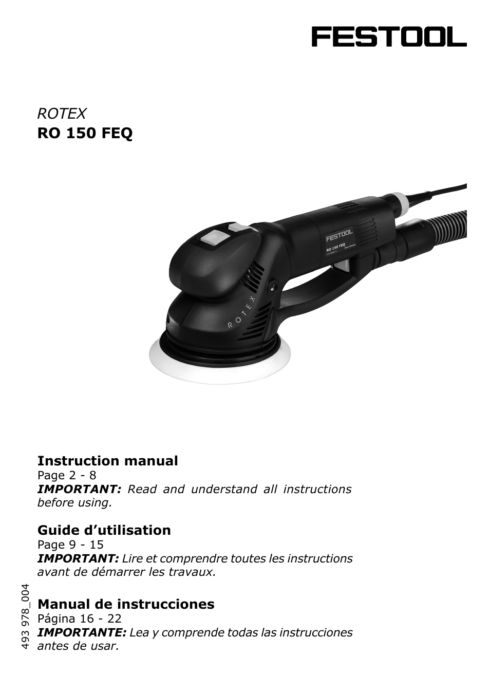 Festool RO 150 FEQ User Manual | 24 pages