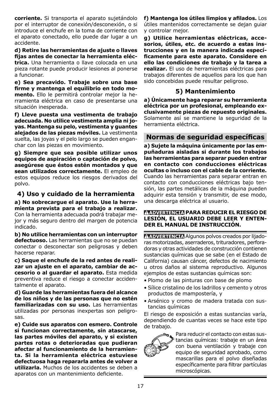 Normas de seguridad específi cas | Festool RO 150 FEQ User Manual | Page 17 / 24