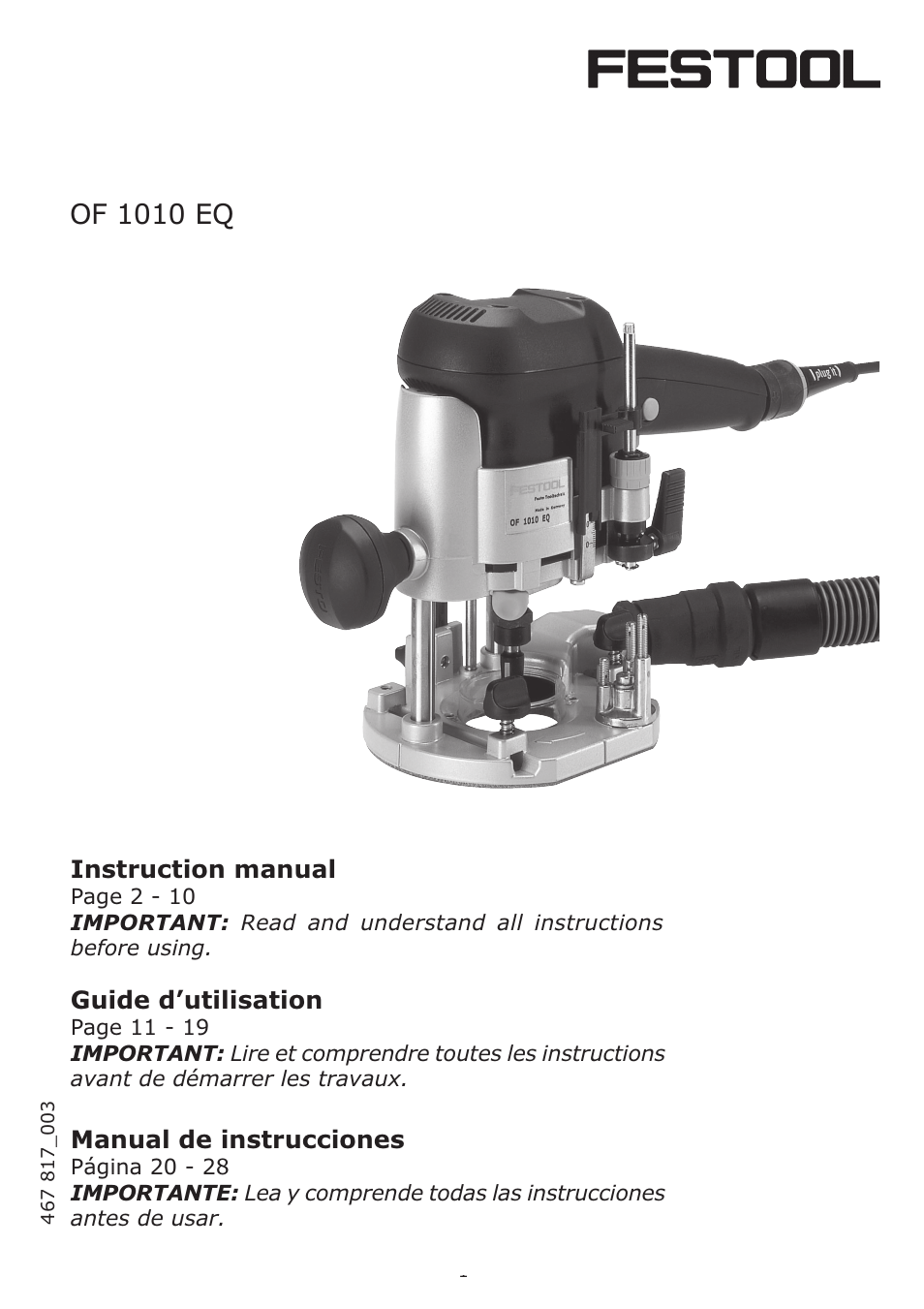 Festool OF 1010 EQ User Manual | 28 pages