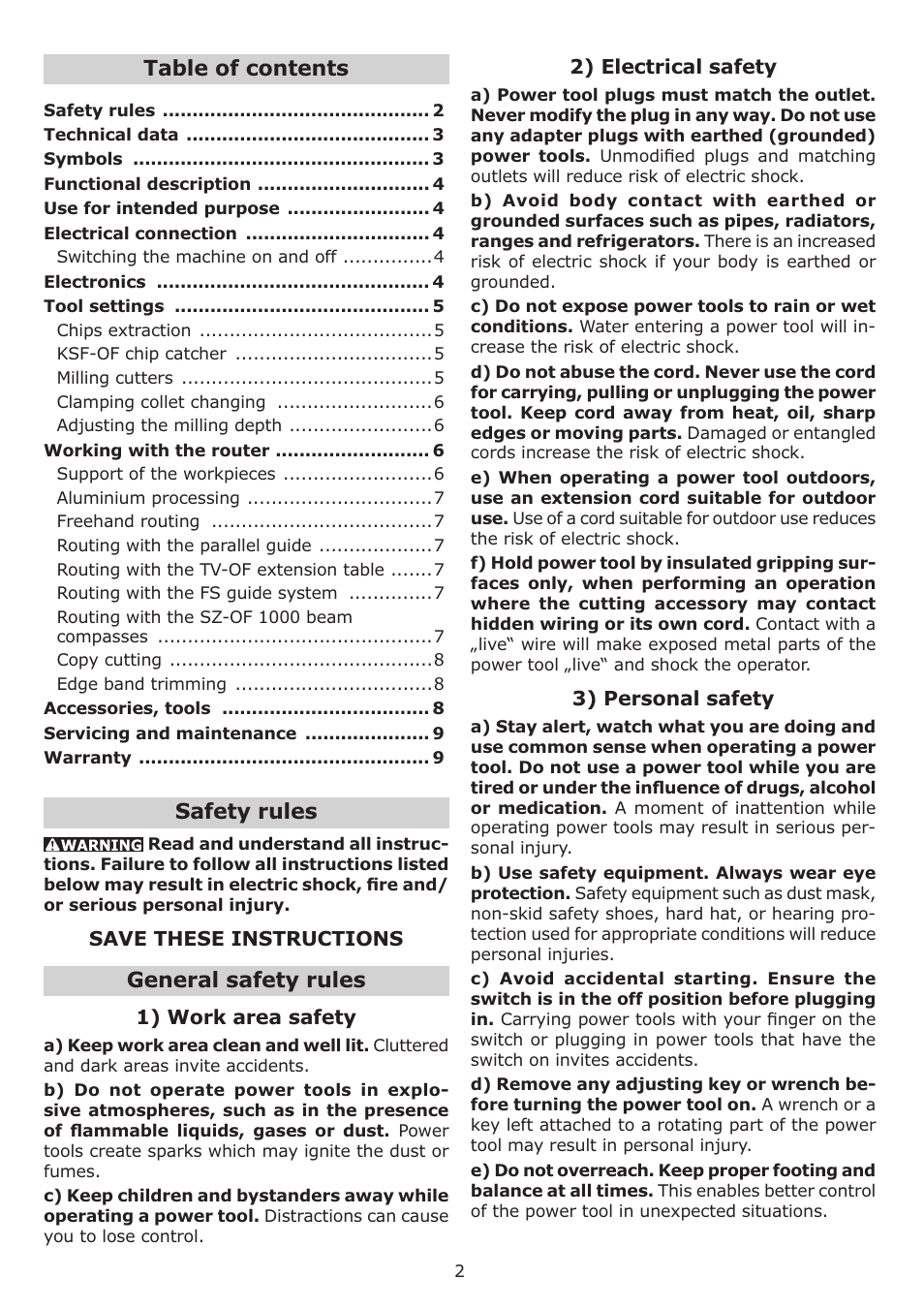 Festool OF 1010 EQ User Manual | Page 2 / 28
