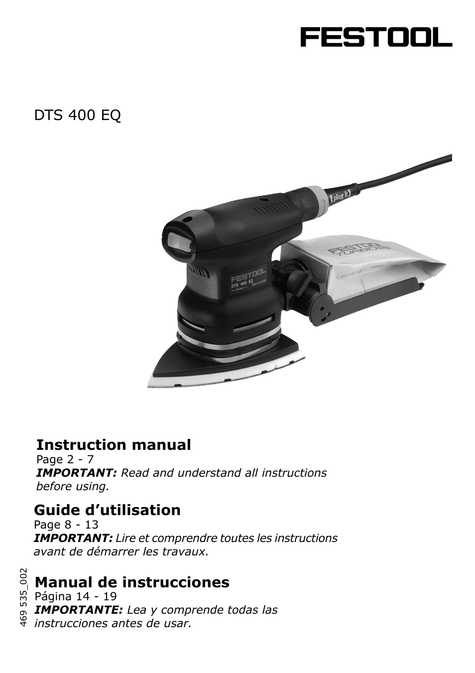 Festool DTS 400 EQ User Manual | 20 pages