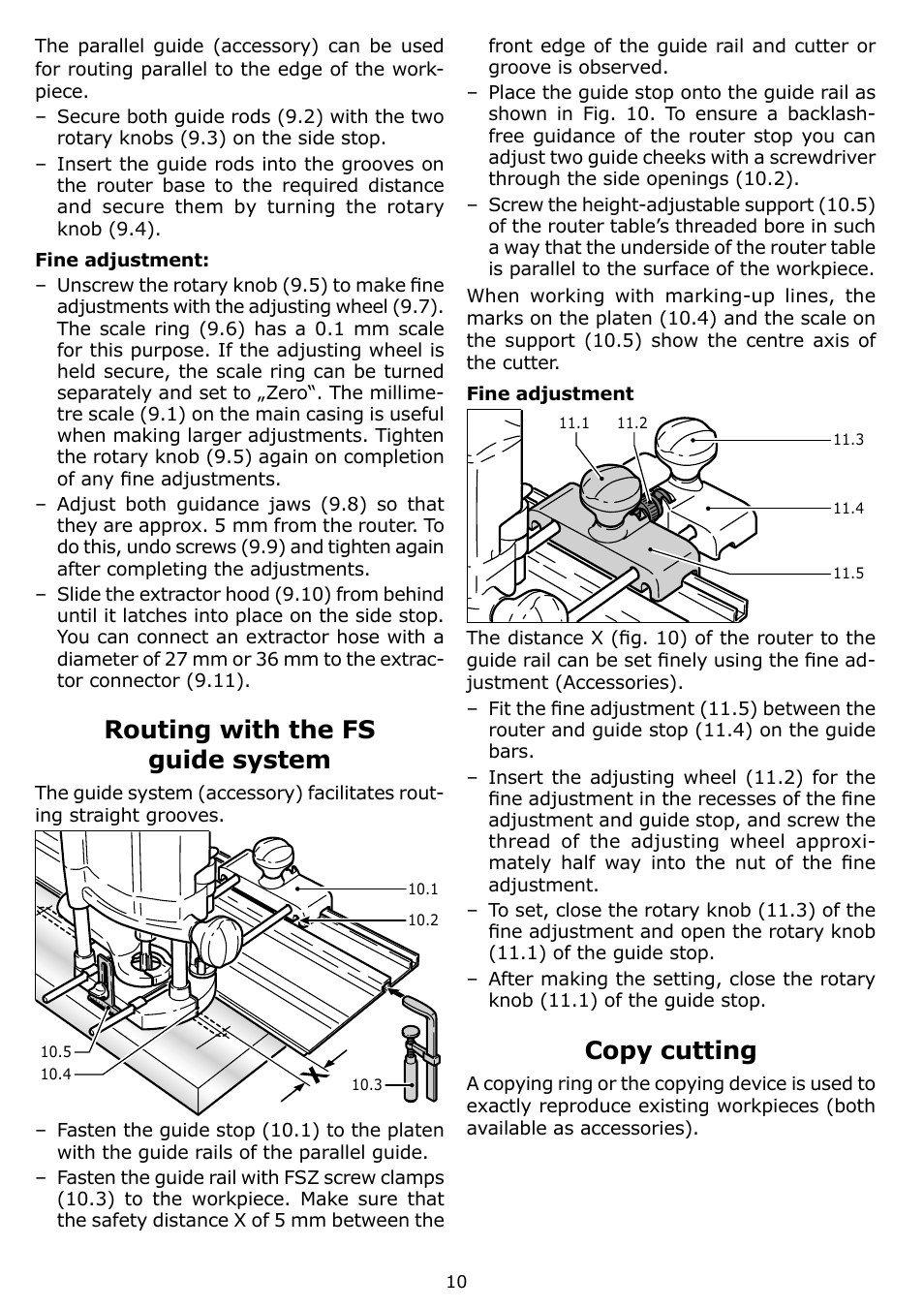 Routing with the fs guide system, Copy cutting | Festool OF 1400 EQ User Manual | Page 10 / 34
