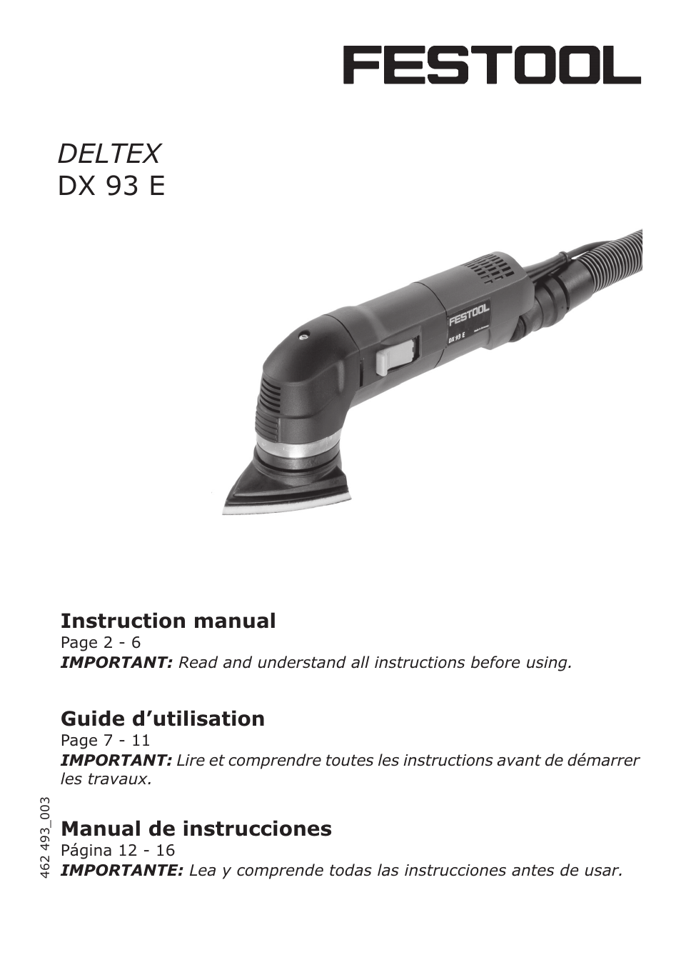 Festool DELTEX DX 93 E User Manual | 16 pages