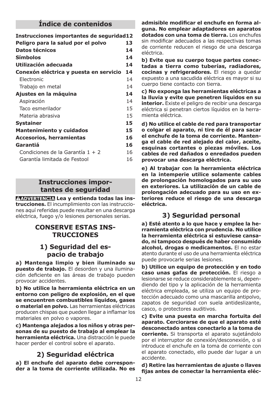 Festool DELTEX DX 93 E User Manual | Page 12 / 16