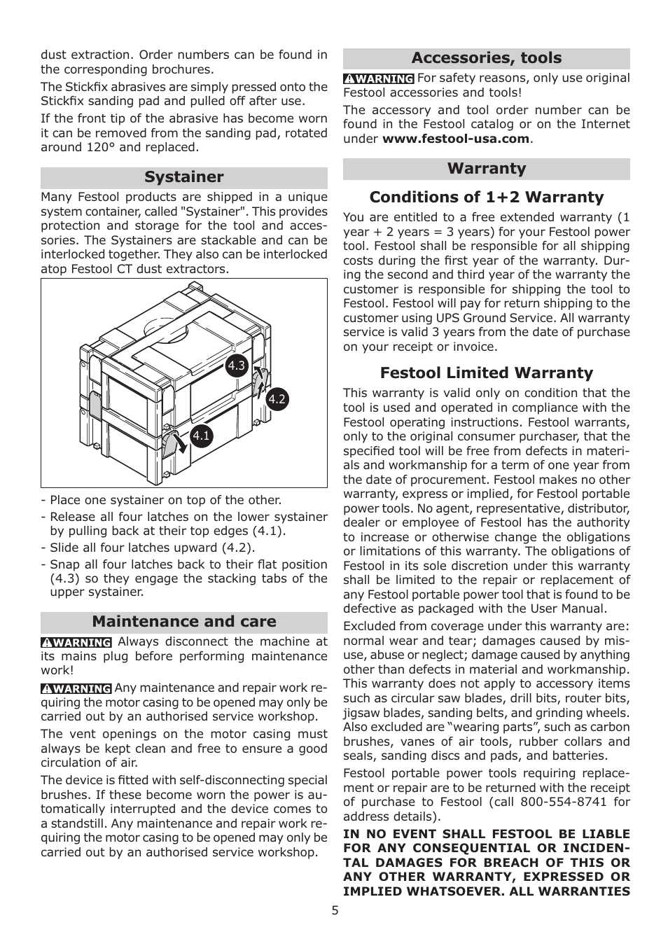 Festool DELTEX DX 93 E User Manual | Page 5 / 16