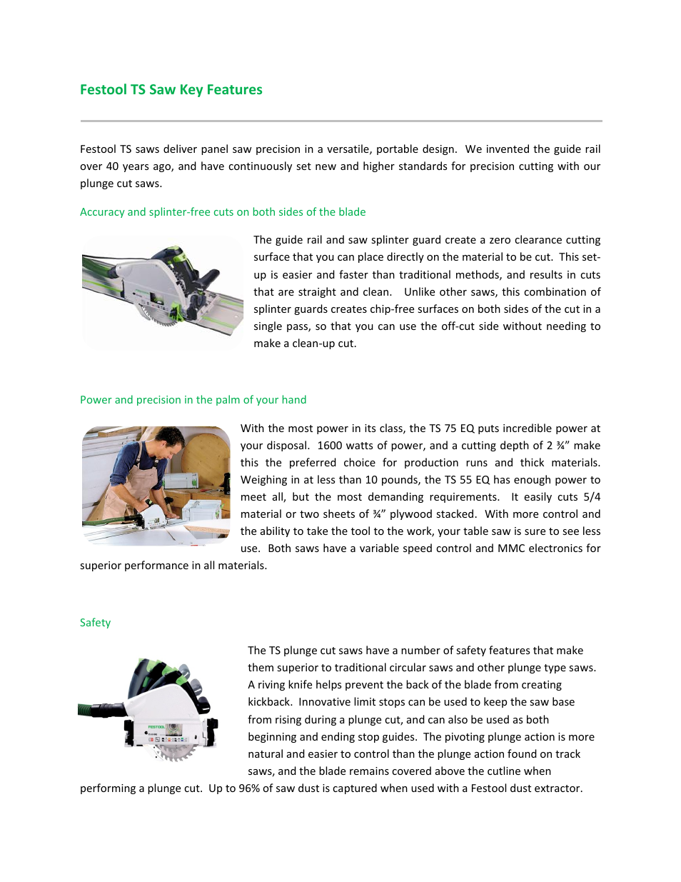 Festool ts saw key features | Festool TS 55 EQ User Manual | Page 10 / 14