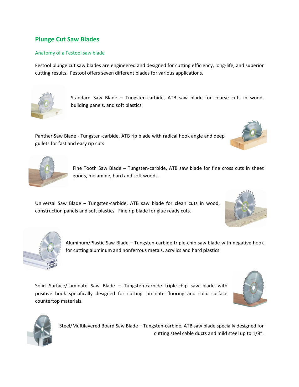 Plunge cut saw blades | Festool TS 55 EQ User Manual | Page 13 / 14