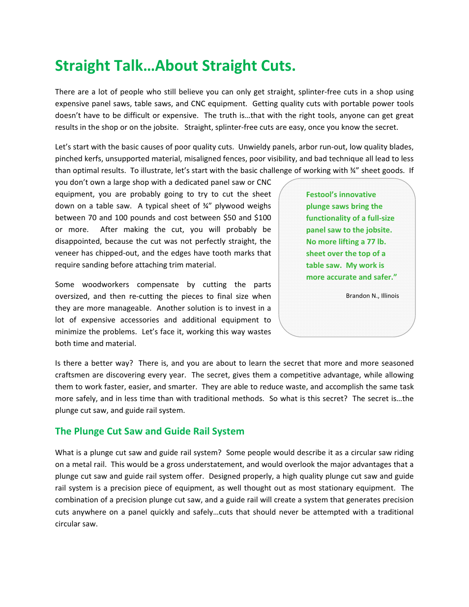 Straight talk…about straight cuts | Festool TS 55 EQ User Manual | Page 3 / 14