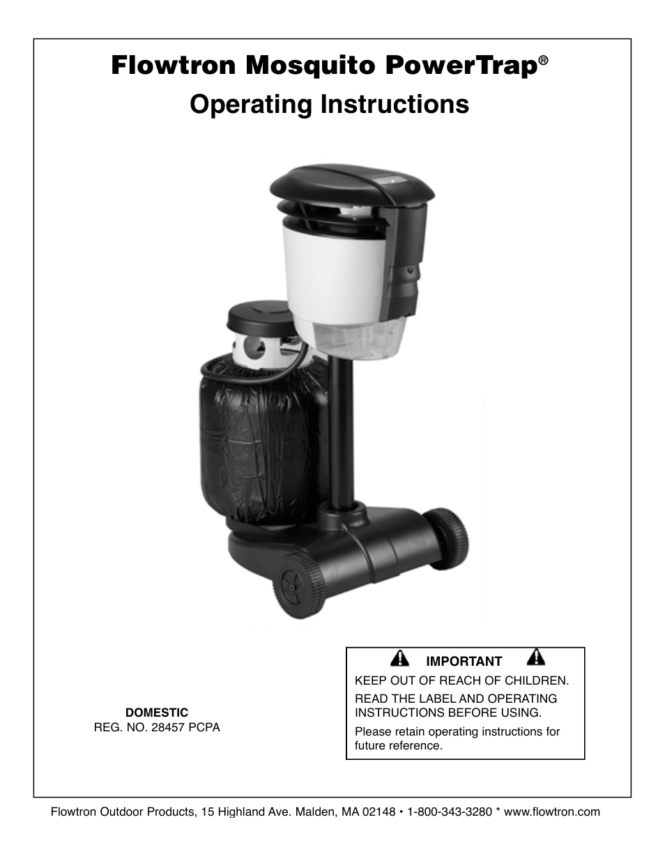 Flowtron Outdoor Products Mosquito PowerTrap MT-200 Series User Manual | 8 pages