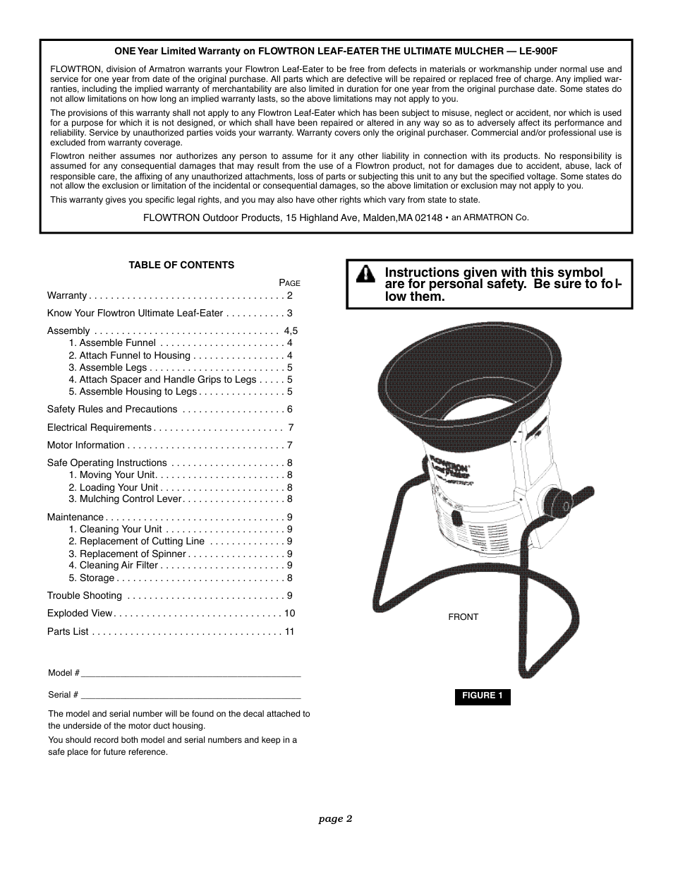 Flowtron Outdoor Products LE-900F User Manual | Page 2 / 12